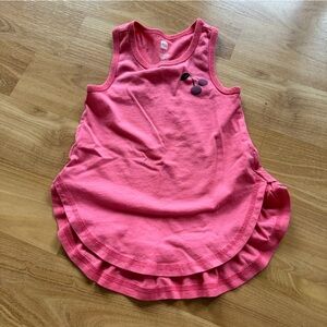 Tea 100% cotton sleeveless loose pink top with cherries logo size 4 super cute